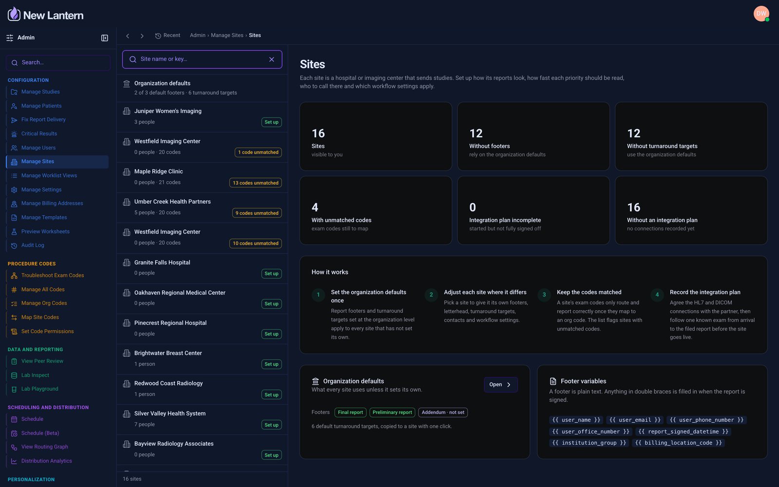The /manage admin portal